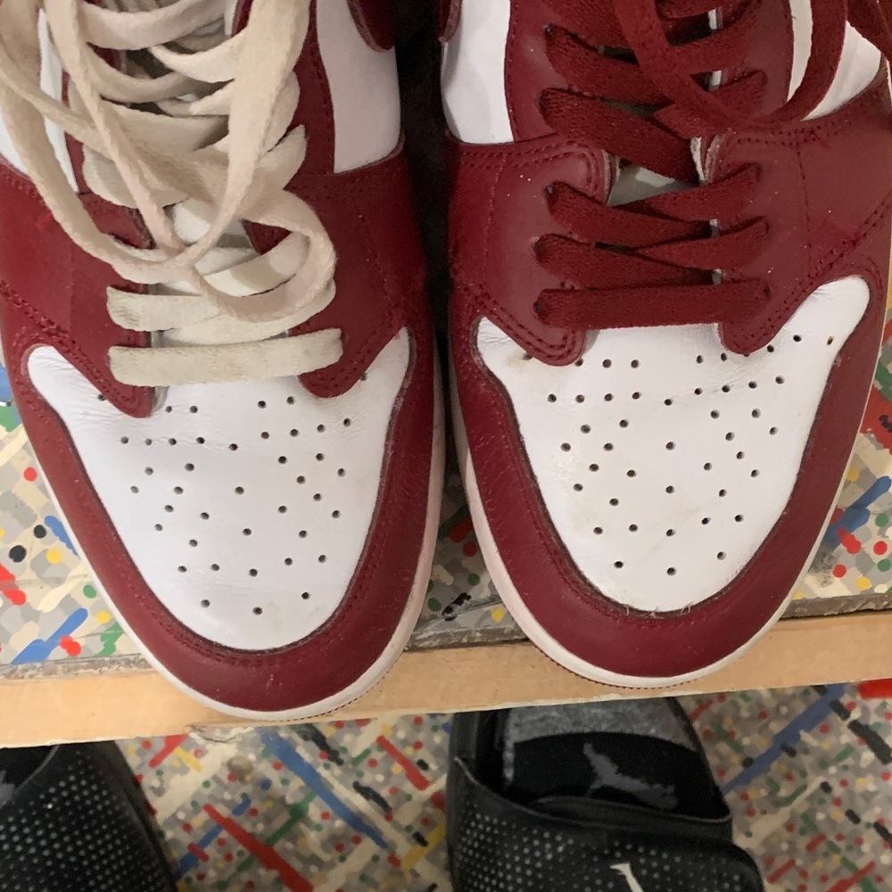 Nike Red and White High-Top Sneakers - Picture 2 of 8